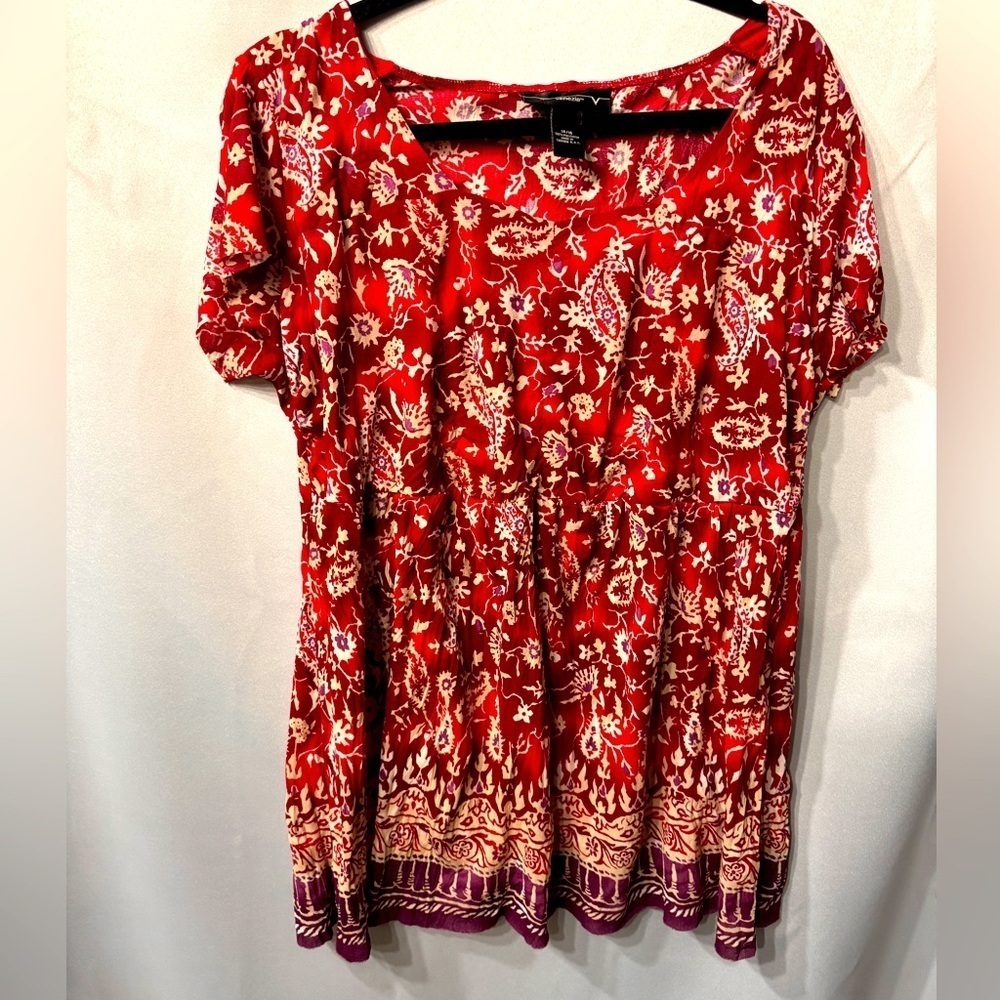 "Venezia" Shirt Y2K, Babydoll, Boho, Gypsy, Paisley, VINTAGE size 14/16